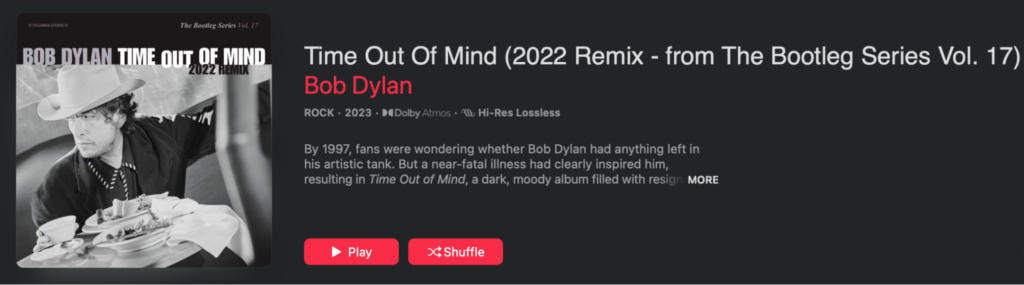 bob dylan time out of mind dolby atmos