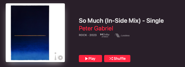 Peter Gabriel I/O Dolby Atmos Apple Music