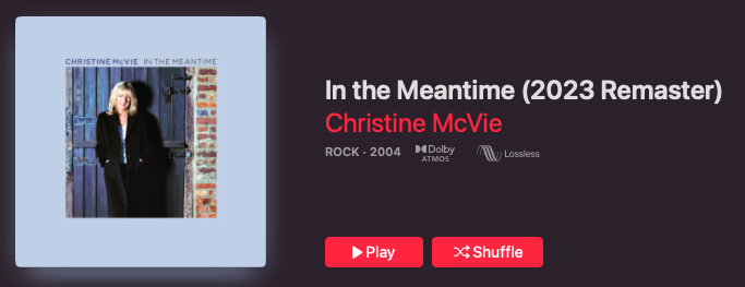 Christine McVie In The Meantime Dolby Atmos Apple Music