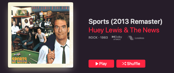 Huey Lewis Sports Dolby Atmos Apple Music