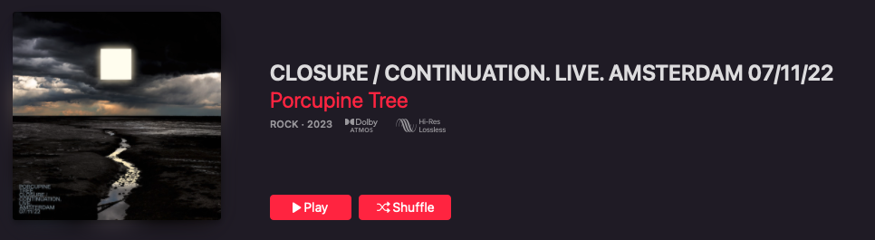 Porcupine Tree Closure Continuation Live 5.1 Atmos