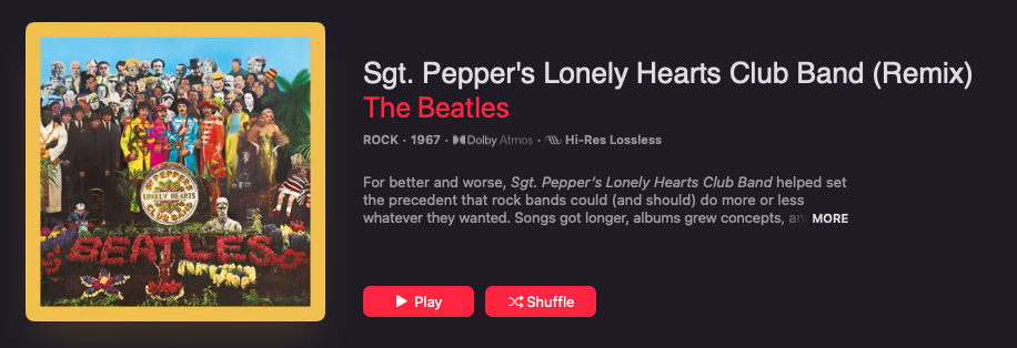 Beatles Sgt. Pepper Dolby Atmos